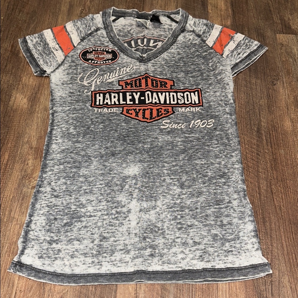 Harley Davidson Gray Heathered Graphic Tee‎ size M rhinestones
